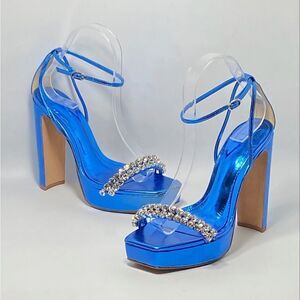 Alexandre Birman Lenny Metallic Leather Platform Sandals size 37